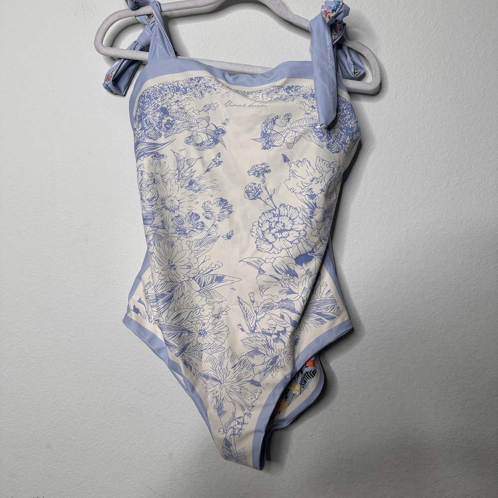 Visual Mood Women grace Reversible Swimsuit One Piece Tie Shoulder  Cottage Core